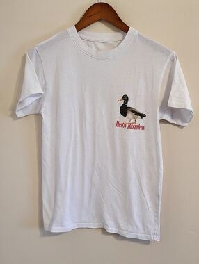 White Graphic Tee with Duck Print